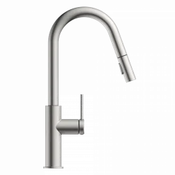 Wasserwerk Kitchen Faucet with Curved Pull-Down Spout in Brushed Nickel