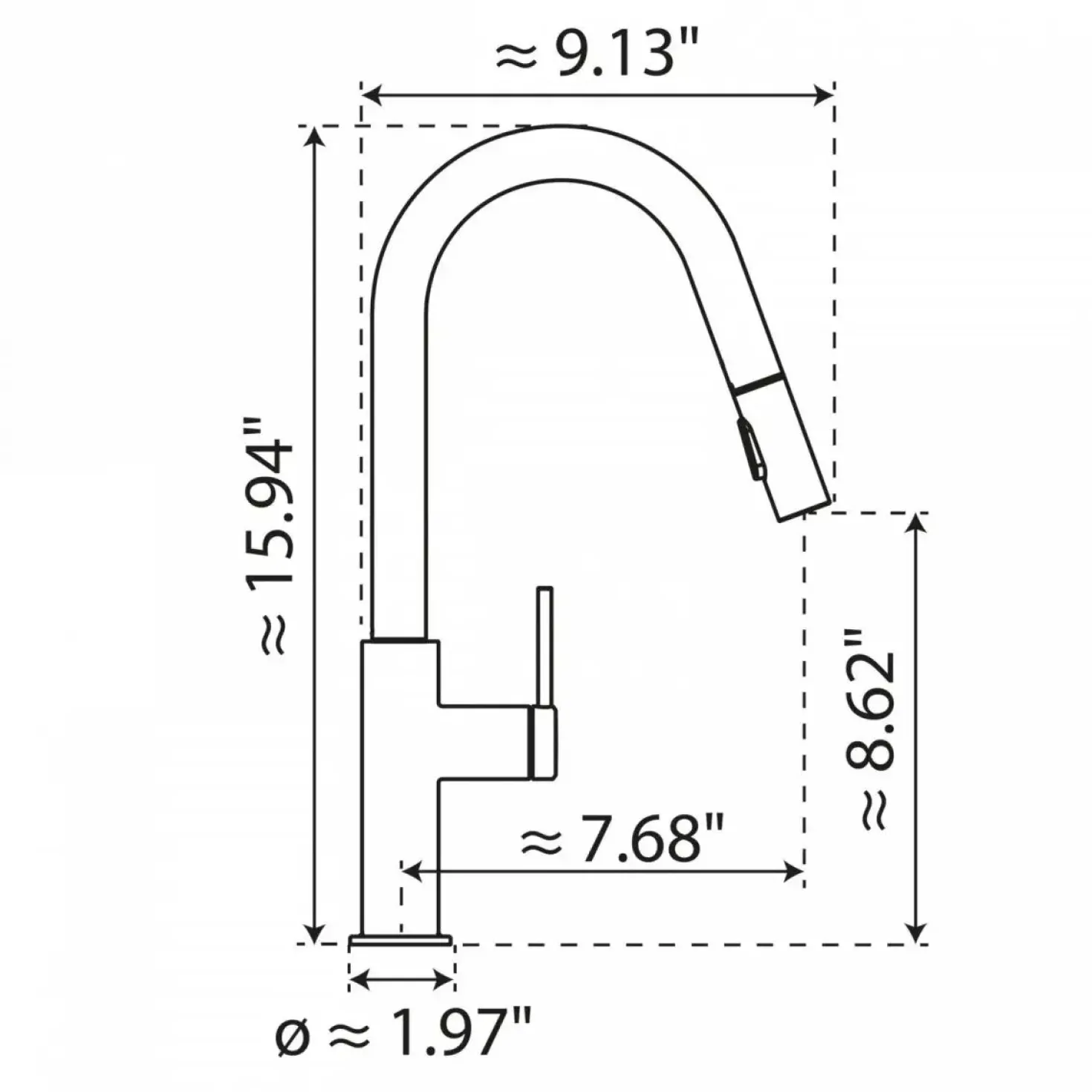 Wasserwerk Kitchen Faucet with Curved Pull-Down Spout in Matte Black