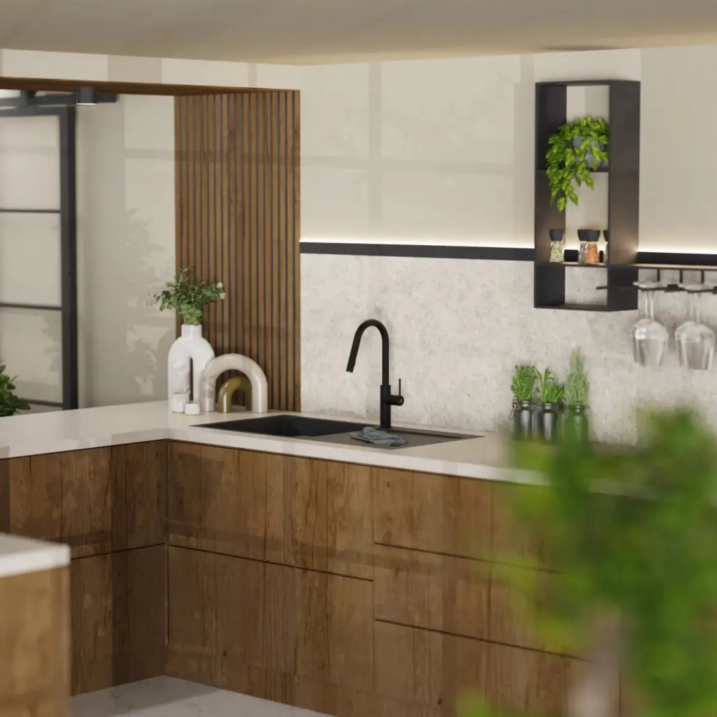 Wasserwerk Kitchen Faucet with Curved Pull-Down Spout in Matte Black