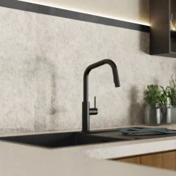 Wasserwerk Kitchen Faucet with Angled Spout Pull-Down Sprayer in Matte Black