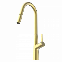 Wasserwerk Kitchen Faucet with Curved Spout Pull-Down Sprayer in Brushed Gold