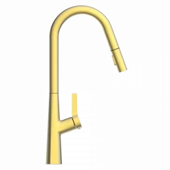 Wasserwerk Kitchen Faucet with Curved Spout Pull-Down Sprayer in Brushed Gold