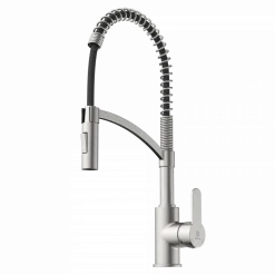 Wasserwerk Single Hole Pull Down Kitchen Faucet in Brushed Nickel