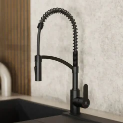 Wasserwerk Single Hole Pull Down Kitchen Faucet in Matte Black