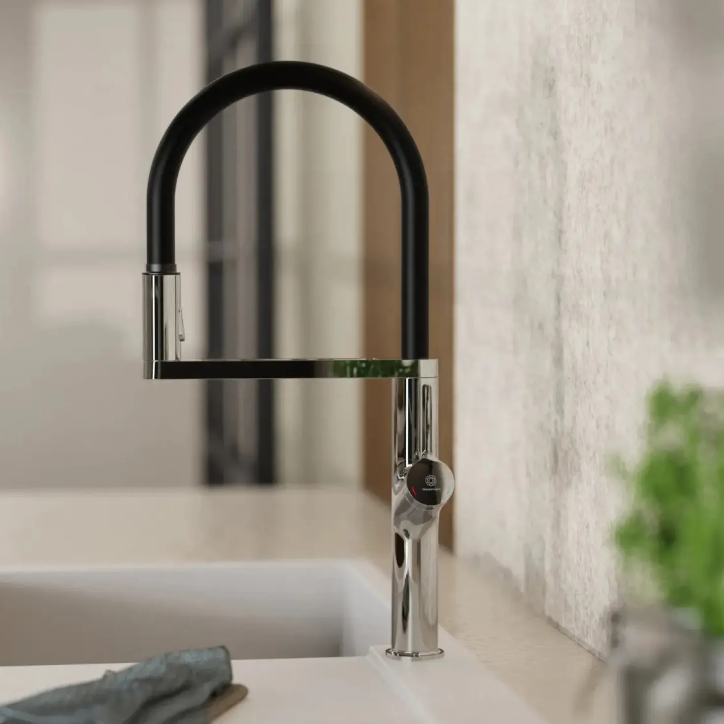 Wasserwerk Single Hole Pull Down Kitchen Faucet in Chrome