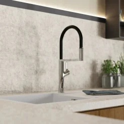 Wasserwerk Single Hole Pull Down Kitchen Faucet in Chrome