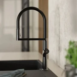 Wasserwerk Single Hole Pull Down Kitchen Faucet in Matte Graphite