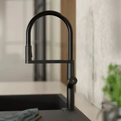 Wasserwerk Single Hole Pull Down Kitchen Faucet in Matte Black