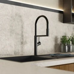 Wasserwerk Single Hole Pull Down Kitchen Faucet in Matte Black