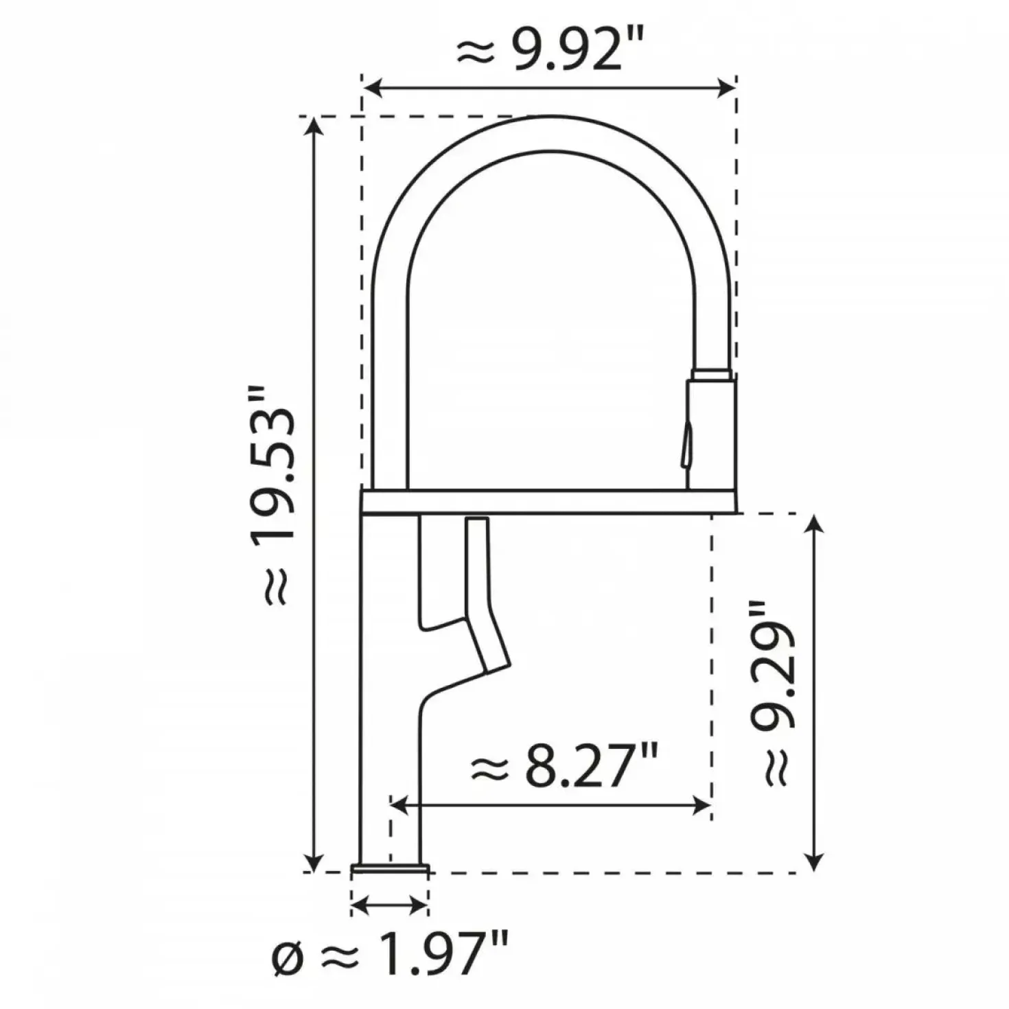 Wasserwerk Single Hole Pull Down Kitchen Faucet in Matte Black