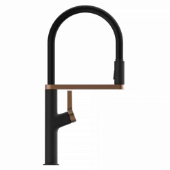 Wasserwerk Single Hole Pull Down Kitchen Faucet | Matte Black & Rose Gold