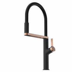 Wasserwerk Single Hole Pull Down Kitchen Faucet | Matte Black & Rose Gold