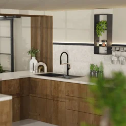 Wasserwerk Single Hole Pull Down Kitchen Faucet | Matte Black & Rose Gold