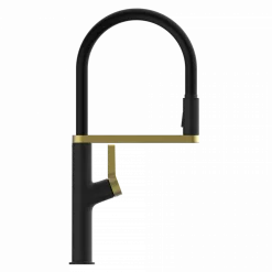 Wasserwerk Single Hole Pull Down Kitchen Faucet | Matte Black & Brushed Gold