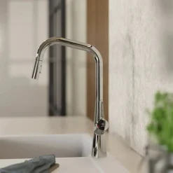 Wasserwerk Single Hole Pull Down Kitchen Faucet in Chrome
