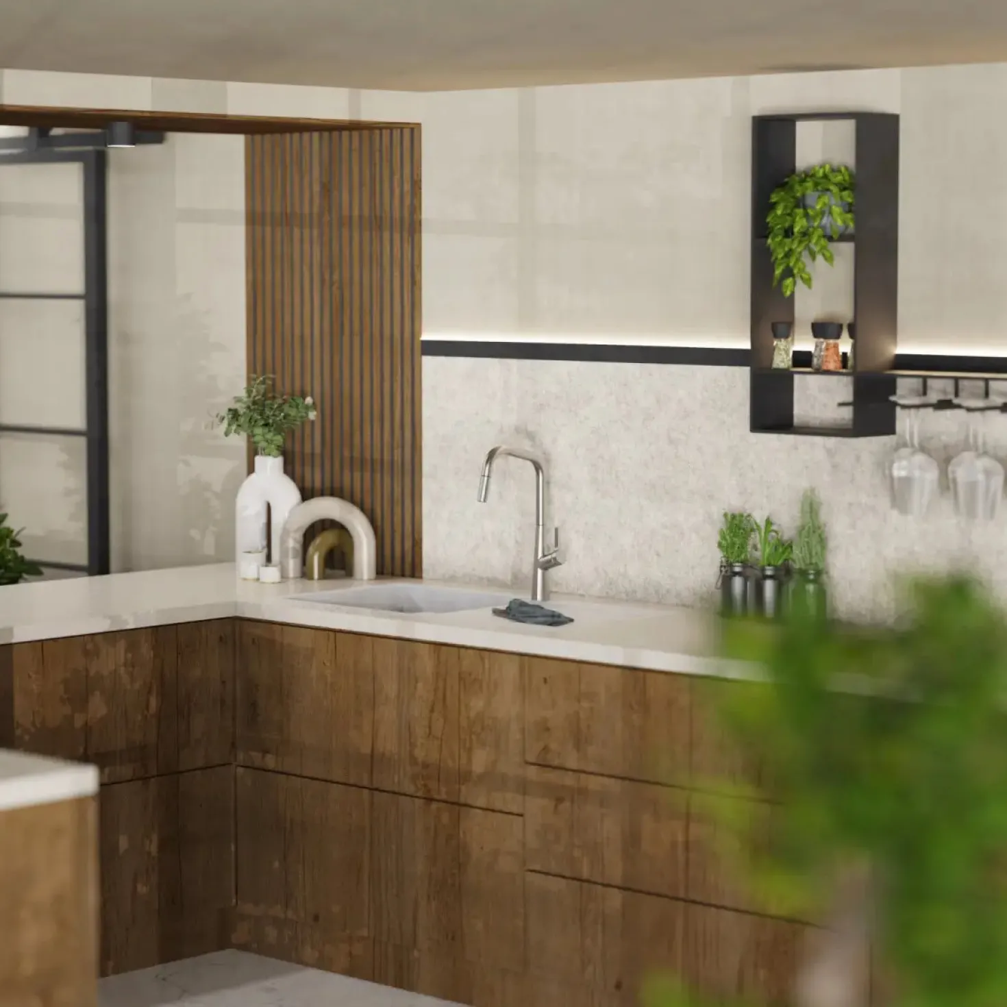 Wasserwerk Single Hole Pull Down Kitchen Faucet in Brushed Nickel