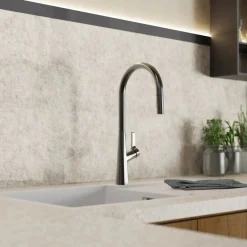 Wasserwerk Single Hole Pull Down Kitchen Faucet in Matte Graphite