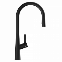 Wasserwerk Single Hole Pull Down Kitchen Faucet in Matte Black