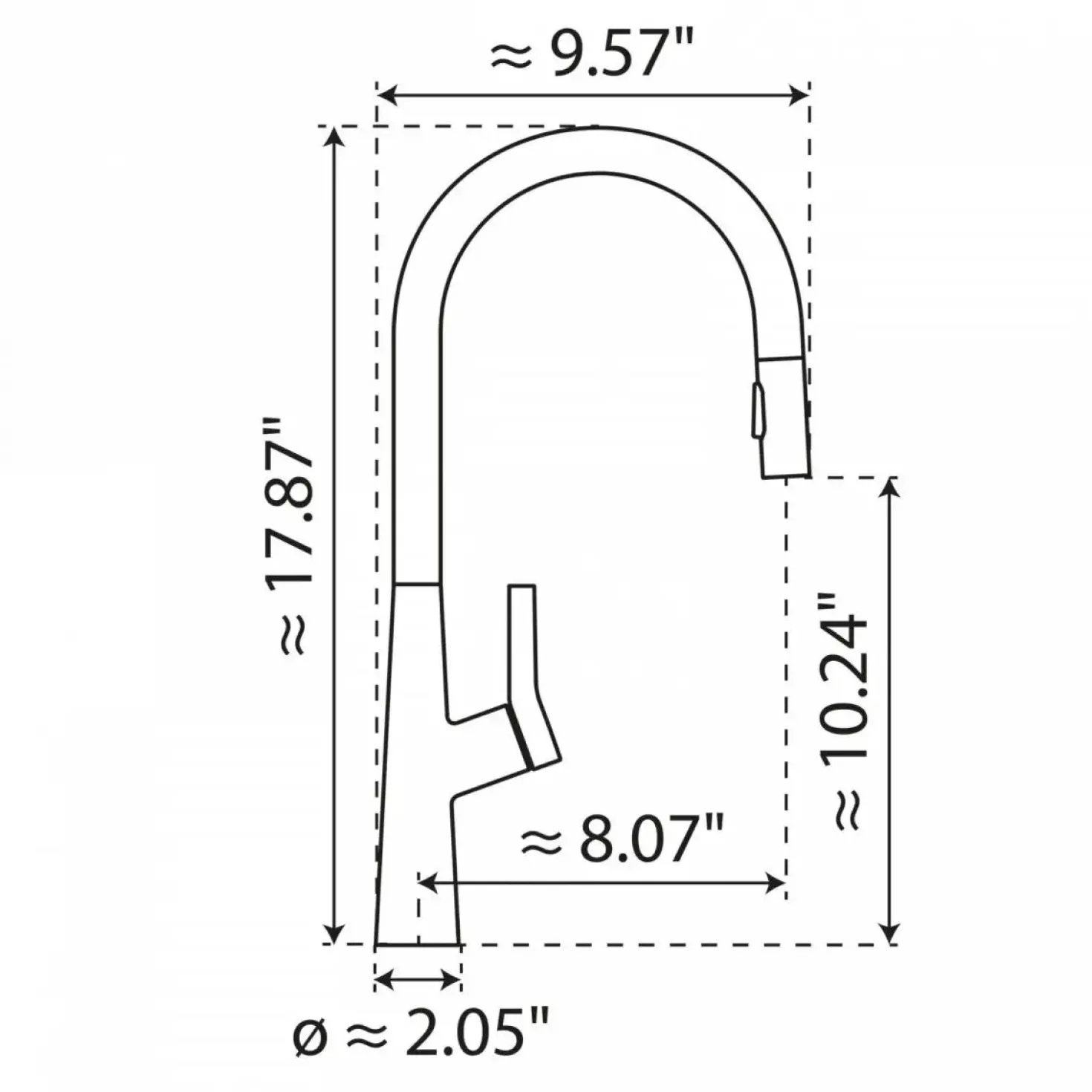Wasserwerk Single Hole Pull Down Kitchen Faucet in Brushed Nickel