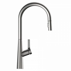 Wasserwerk Single Hole Pull Down Kitchen Faucet in Brushed Nickel