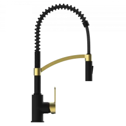 Wasserwerk Single Hole Pull Down Kitchen Faucet | Matte Black & Brushed Gold