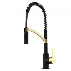 Wasserwerk Single Hole Pull Down Kitchen Faucet | Matte Black & Brushed Gold