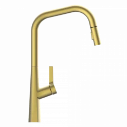 Wasserwerk Single Hole Pull Down Kitchen Faucet in Brushed Gold
