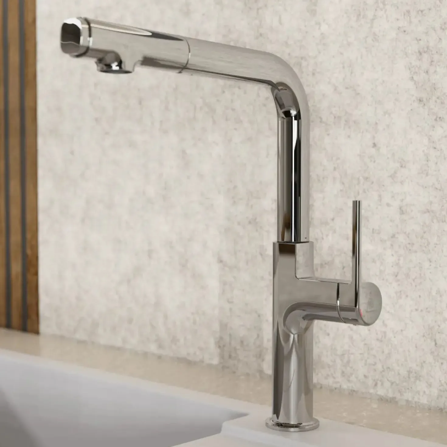 Wasserwerk Single Hole Straight Spout Kitchen Faucet in Chrome