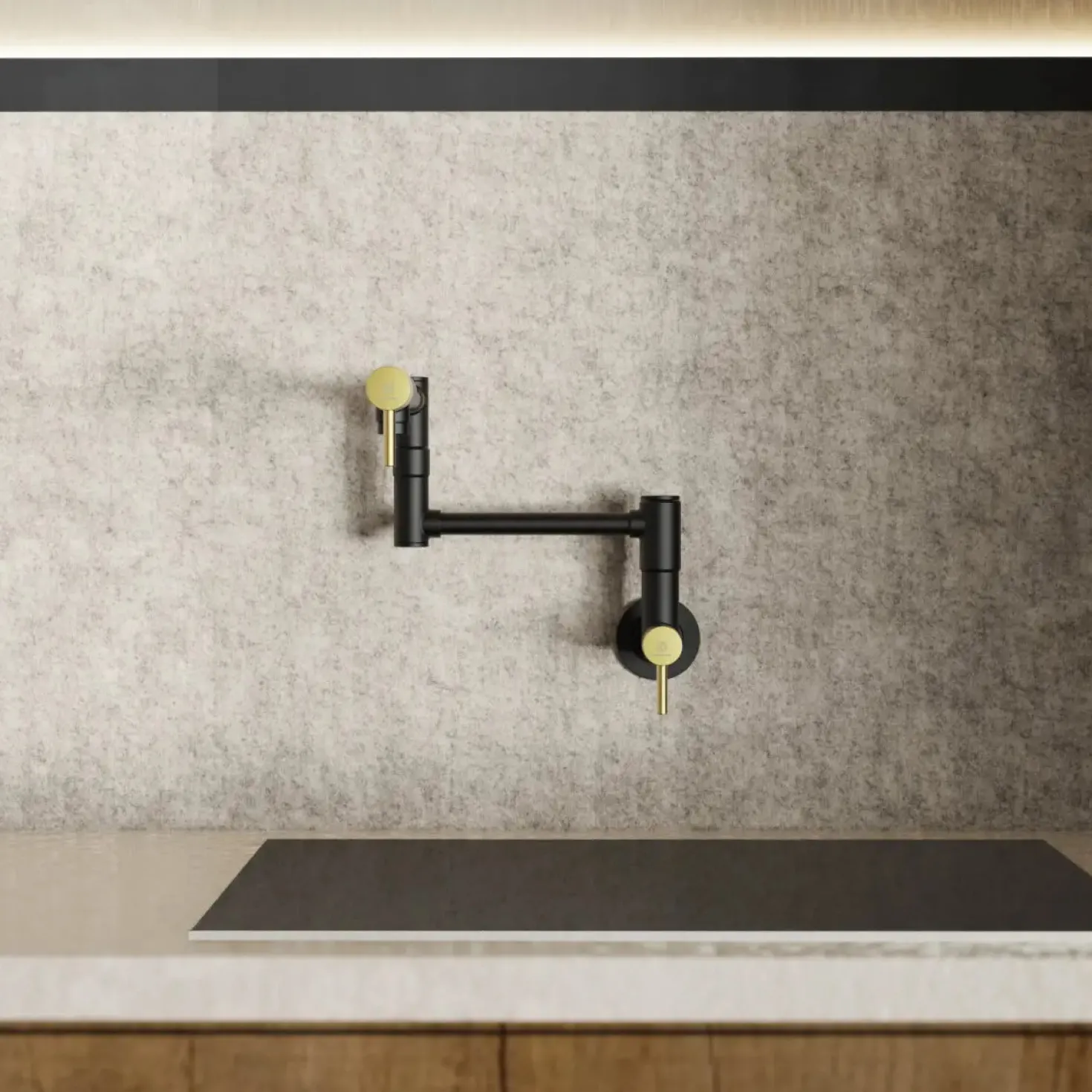 Wasserwerk Wall Mounted Pot Filler | Matte Black & Brushed Gold