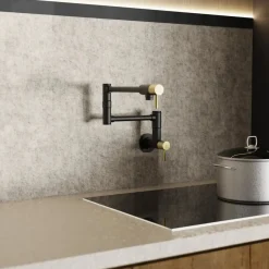 Wasserwerk Wall Mounted Pot Filler | Matte Black & Brushed Gold