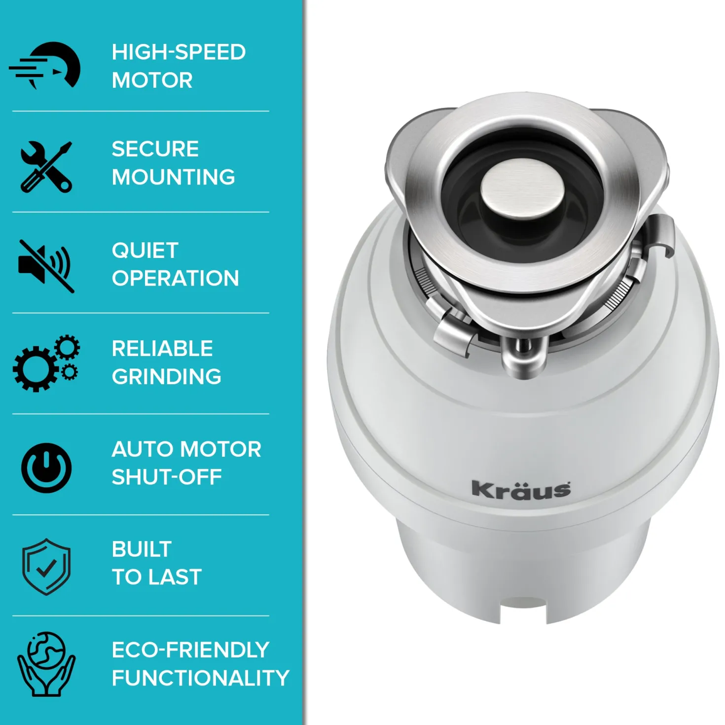 WasteGuard 3/4 HP Continuous Feed Garbage Disposal with Ultra-Quiet Motor
