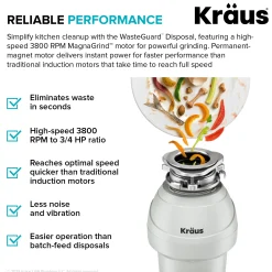 WasteGuard 3/4 HP Continuous Feed Garbage Disposal with Ultra-Quiet Motor
