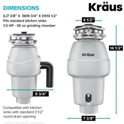 WasteGuard 1/2 HP Continuous Feed Garbage Disposal with Ultra-Quiet Motor