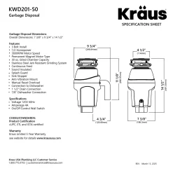 WasteGuard 1/2 HP Continuous Feed Garbage Disposal with Ultra-Quiet Motor