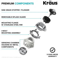 WasteGuard 1/2 HP Continuous Feed Garbage Disposal with Ultra-Quiet Motor