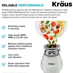 WasteGuard 1/2 HP Continuous Feed Garbage Disposal with Ultra-Quiet Motor