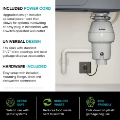WasteGuard 1/2 HP Continuous Feed Garbage Disposal with Ultra-Quiet Motor