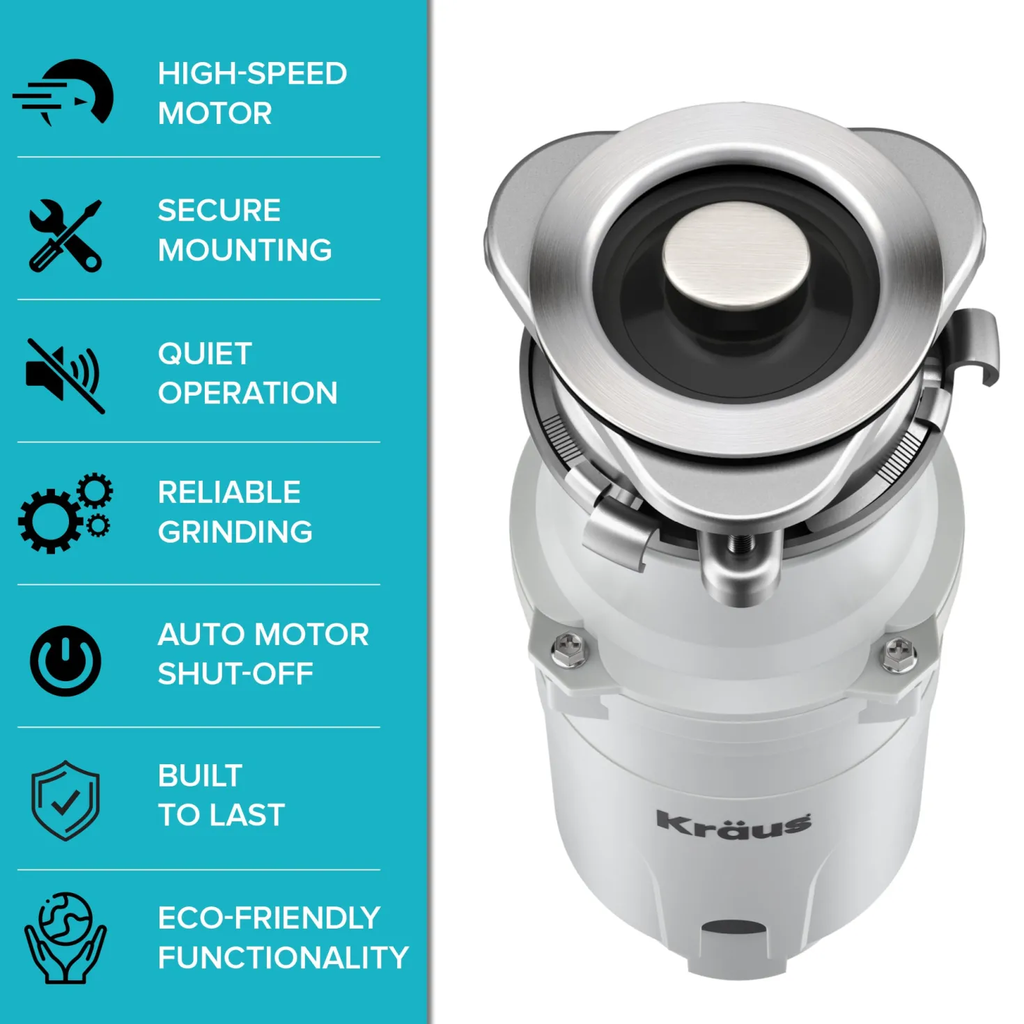 WasteGuard 1/3 HP Continuous Feed Garbage Disposal with Ultra-Quiet Motor