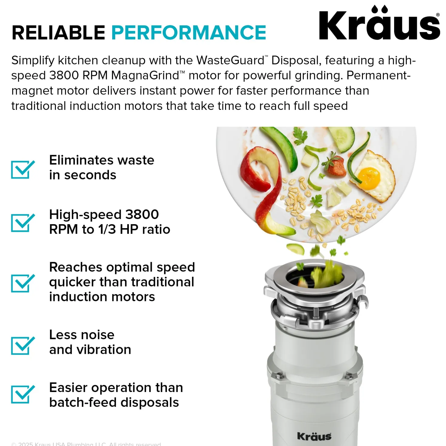 WasteGuard 1/3 HP Continuous Feed Garbage Disposal with Ultra-Quiet Motor