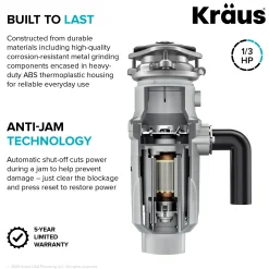 WasteGuard 1/3 HP Continuous Feed Garbage Disposal with Ultra-Quiet Motor