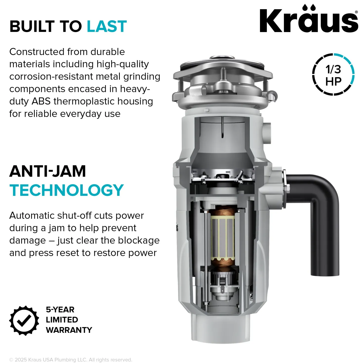 WasteGuard 1/3 HP Continuous Feed Garbage Disposal with Ultra-Quiet Motor