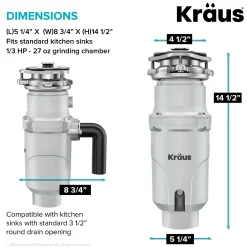 WasteGuard 1/3 HP Continuous Feed Garbage Disposal with Ultra-Quiet Motor