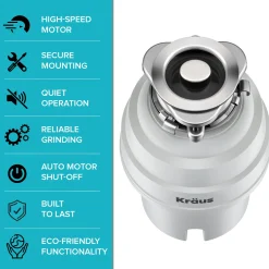 WasteGuard 1 HP Continuous Feed Garbage Disposal with Ultra-Quiet Motor