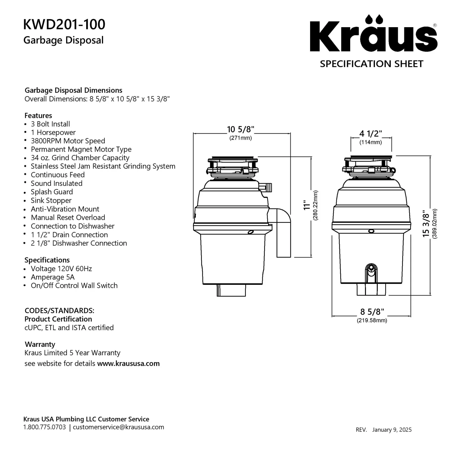 WasteGuard 1 HP Continuous Feed Garbage Disposal with Ultra-Quiet Motor