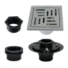 Watercourse 4" Stainless Steel Square Grid Shower Drain with Flange