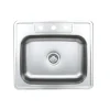 Wells Sinkware 25" 20-Gauge Drop-in 3-Hole Single Bowl ADA Compliant Stainless Steel Kitchen Sink with Strainer
