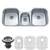 Wells Sinkware 46" 18-Gauge Undermount Triple Bowl Stainless Steel Kitchen Sink with Grid Rack and Strainer