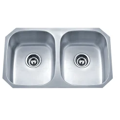 Wells Sinkware 30" 18-Gauge Undermount 50/50 Double Bowl Stainless Steel Kitchen Sink