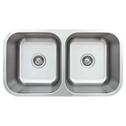 Wells Sinkware 33" 16-Gauge Undermount 50/50 Double Bowl Stainless Steel Kitchen Sink