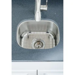 Wells Sinkware 15" 18-Gauge Undermount Single Bowl Stainless Steel Bar Sink with Grid Rack and Strainer